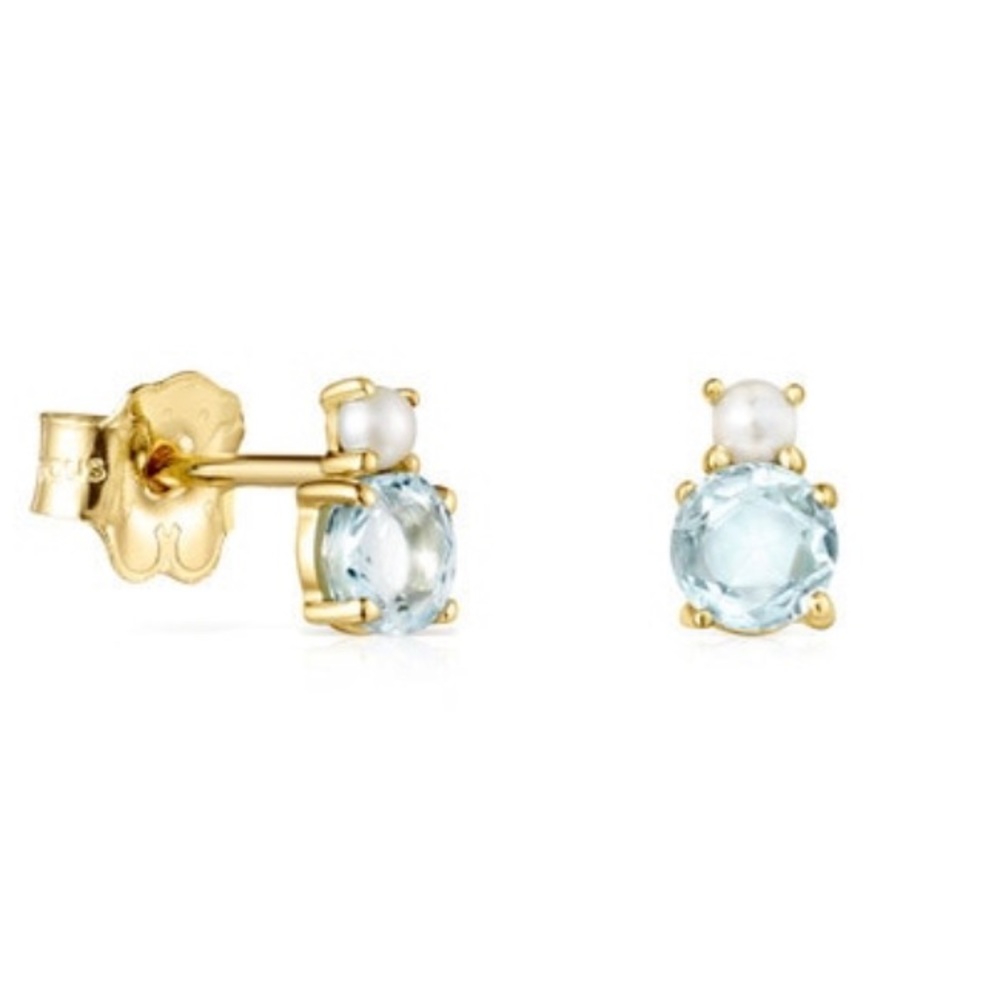 Mini Ivette Earrings | 18k Gold with Topaz & Pearl